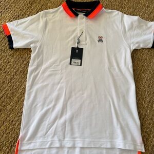 Psycho Bunny Boys White Polo Shirt Size Large 14/16 NWT $70.00